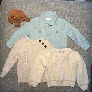 Toddler Bundle Tahari Cream Sweater Old Navy Sweater& Dip Light Blue Shirt 2T
